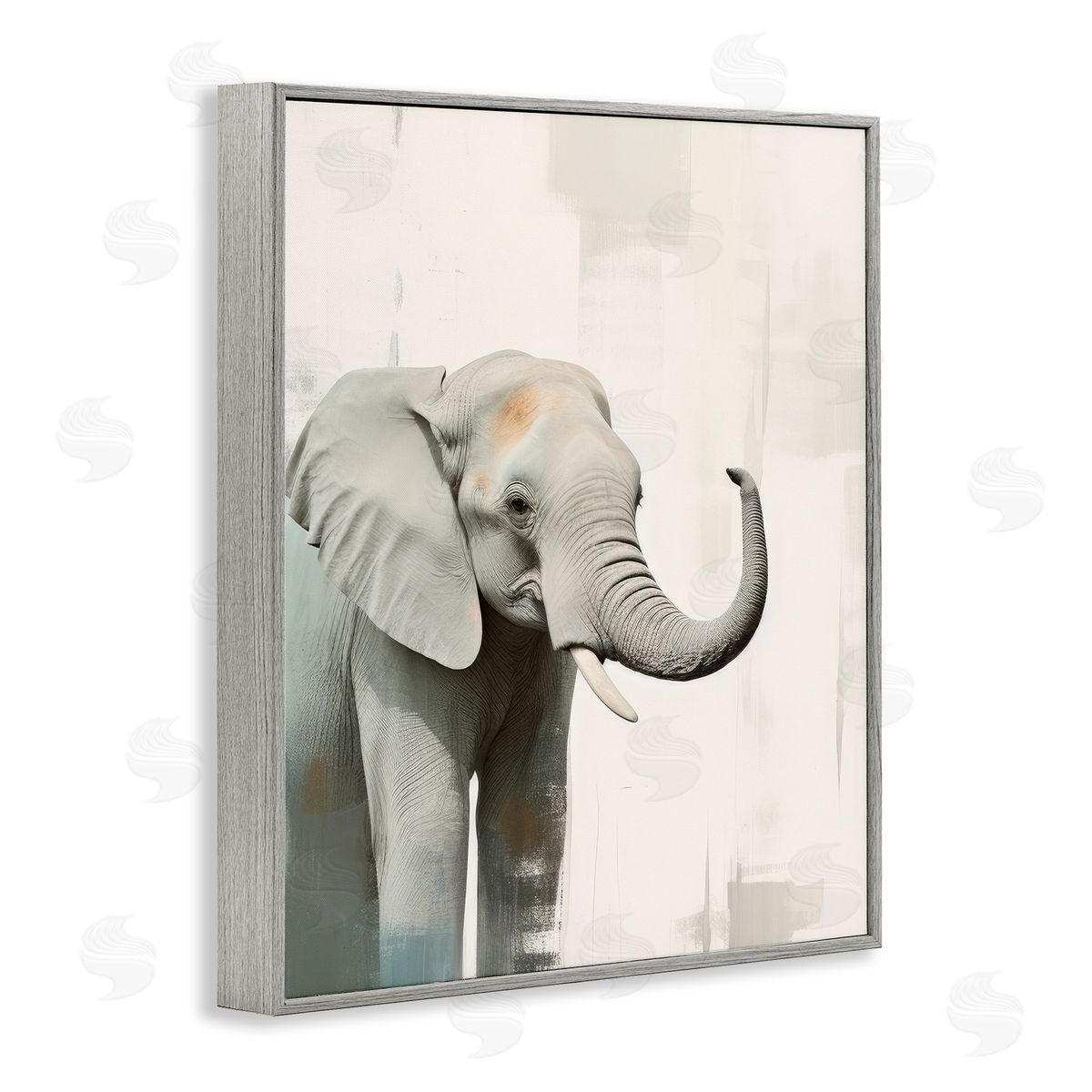 Irena Orlov Grey Modern Elephant Gray Framed Giclee Wall Artside_