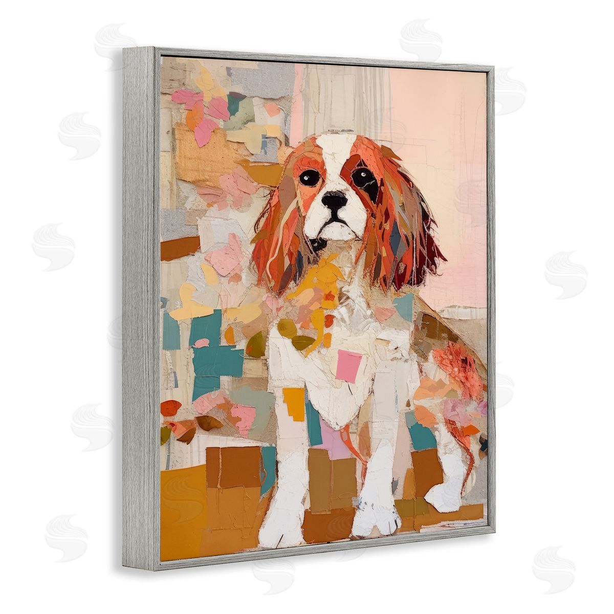 Irena Orlov Spaniel Dog Abstraction Gray Framed Giclee Wall Artside_