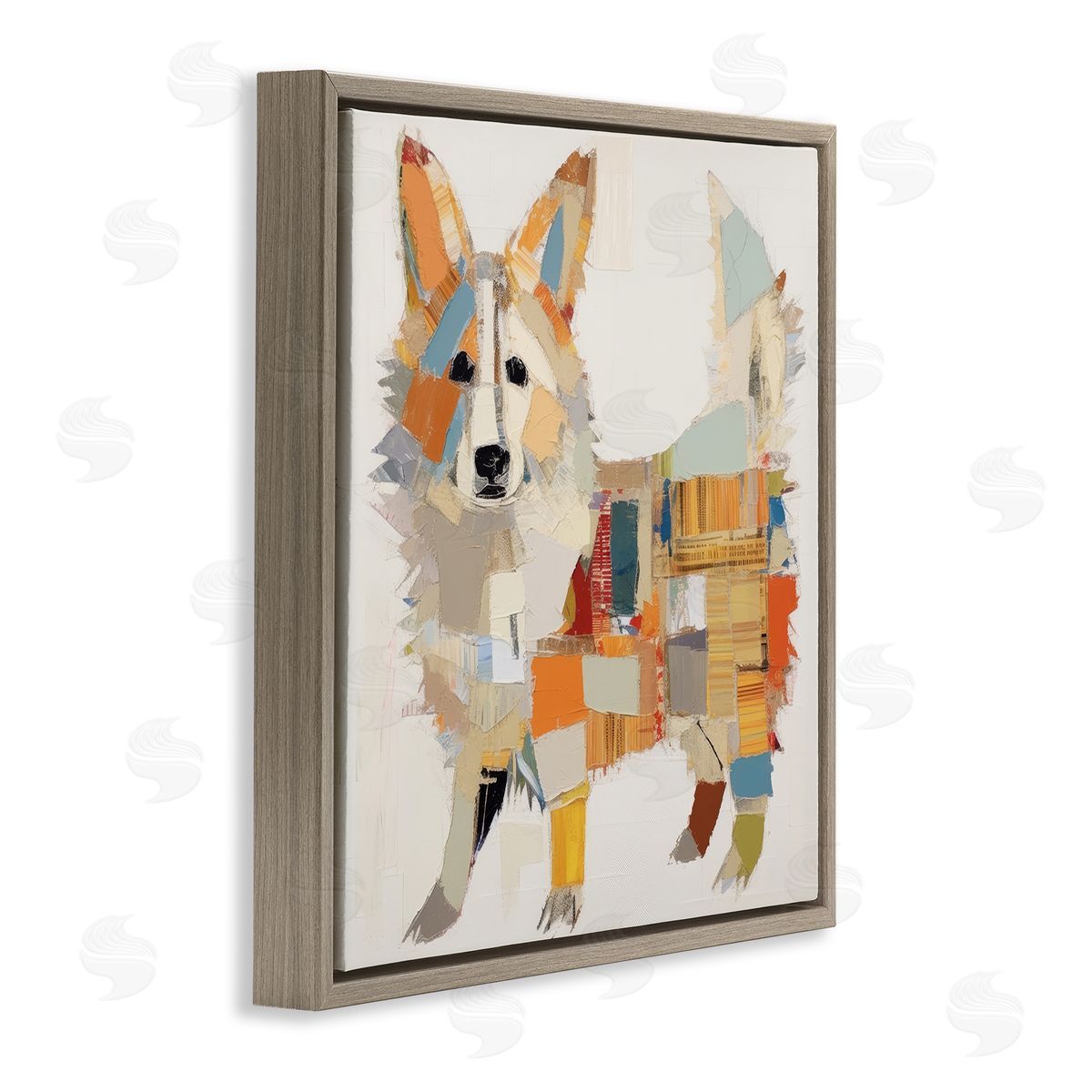 Irena Orlov Muted Dog Collage Brown Floater Frame Canvas Artside_