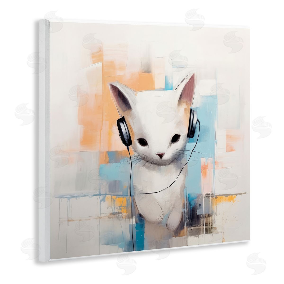 Irena Orlov Cat with Headphones Abstract Wall Plaque Artside_