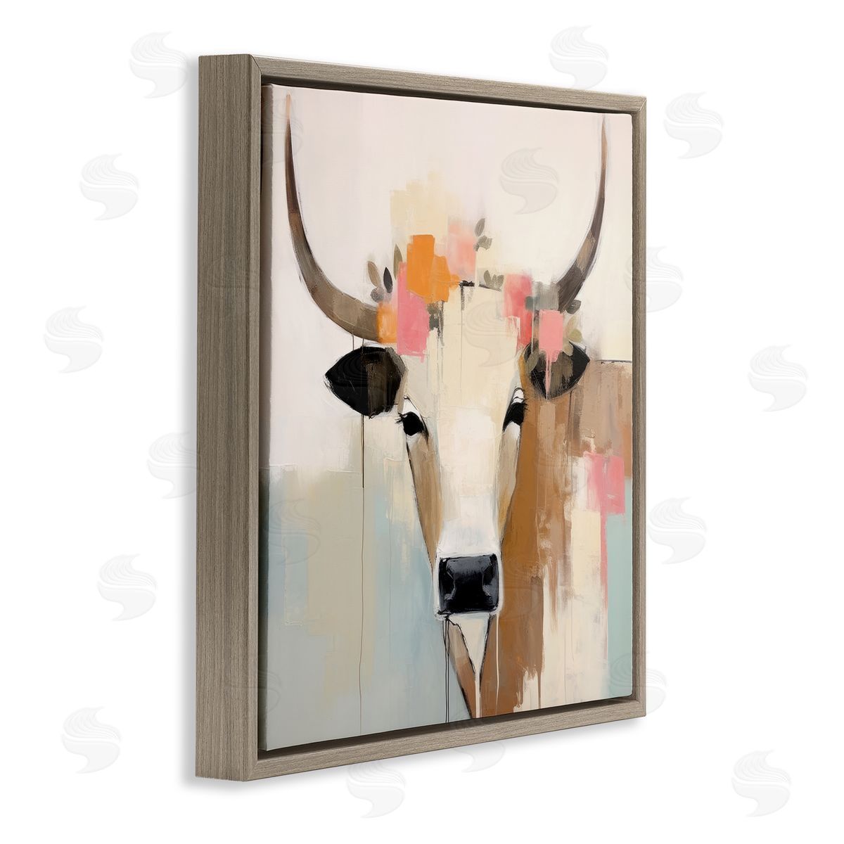 Irena Orlov Soft Cattle Abstraction Brown Floater Frame Canvas Artside_
