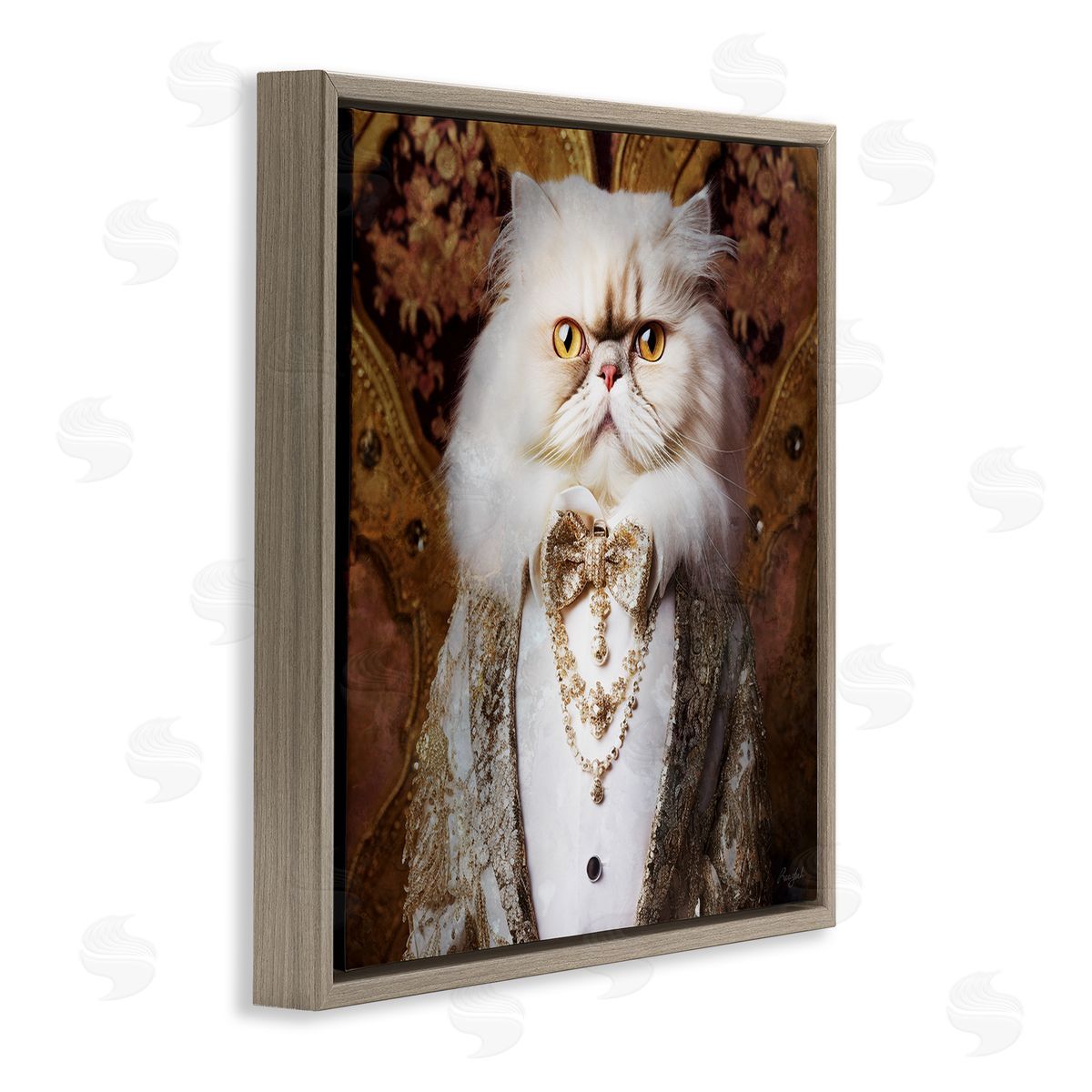 Roozbeh Fancy Cat Portrait Brown Floater Frame Canvas Artside_