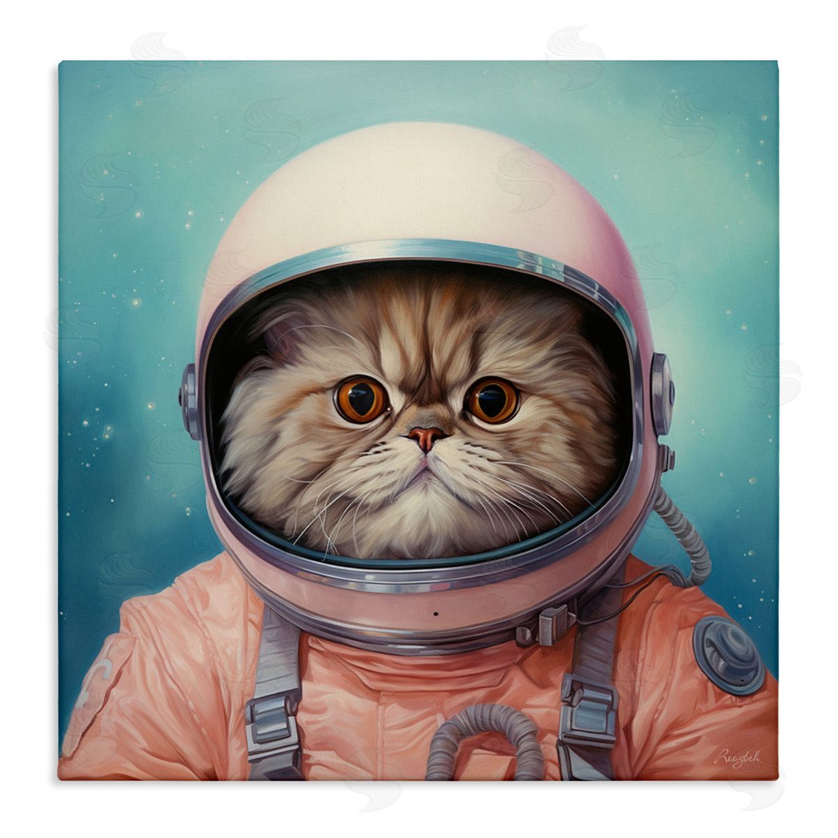 Roozbeh Astronaut Cat in Space Canvas Wall Art