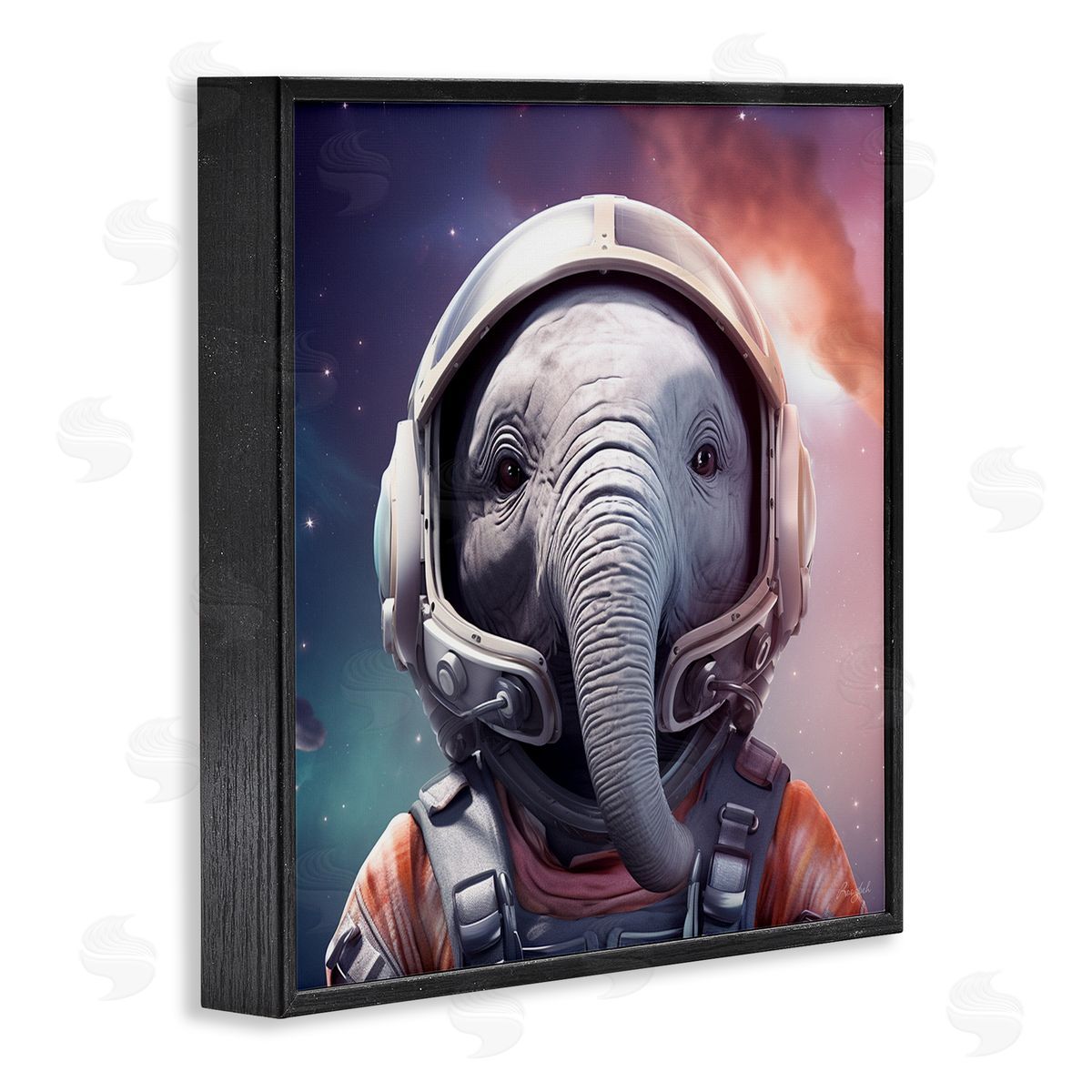 Astronaut Elephant Portrait Black Frame Print Wall Art, Home Decor by Roozbeh