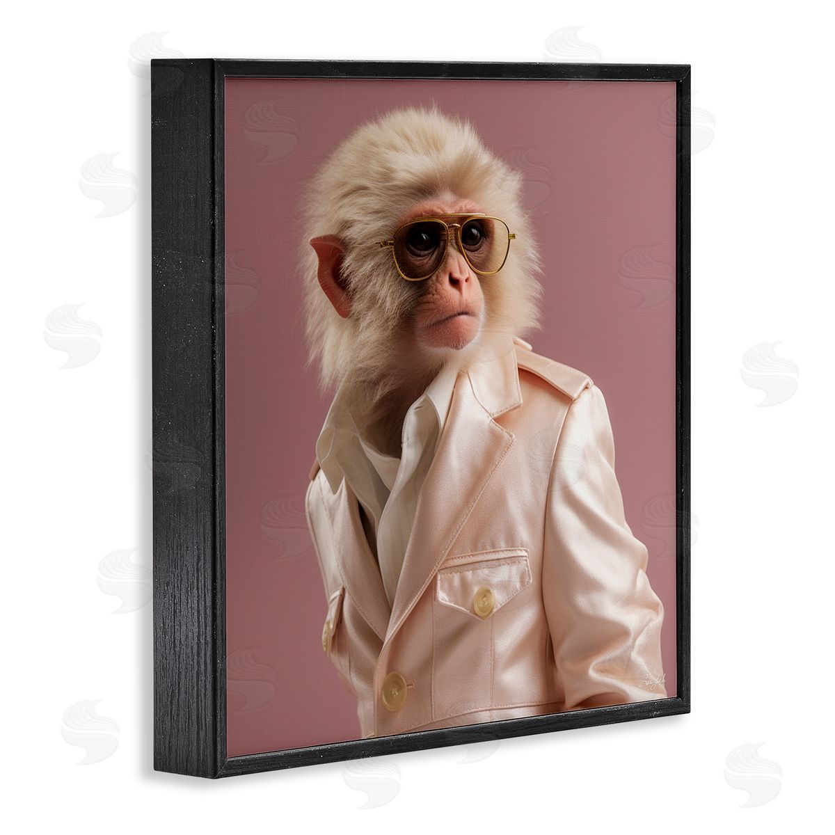 Roozbeh Fashionable Monkey Portrait Black Framed Giclee Wall Artside_