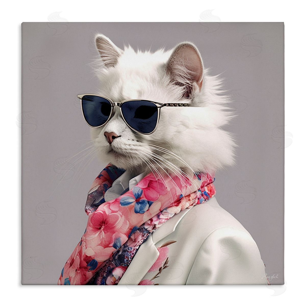 Roozbeh Stylish Cat Fashion Canvas Wall Art