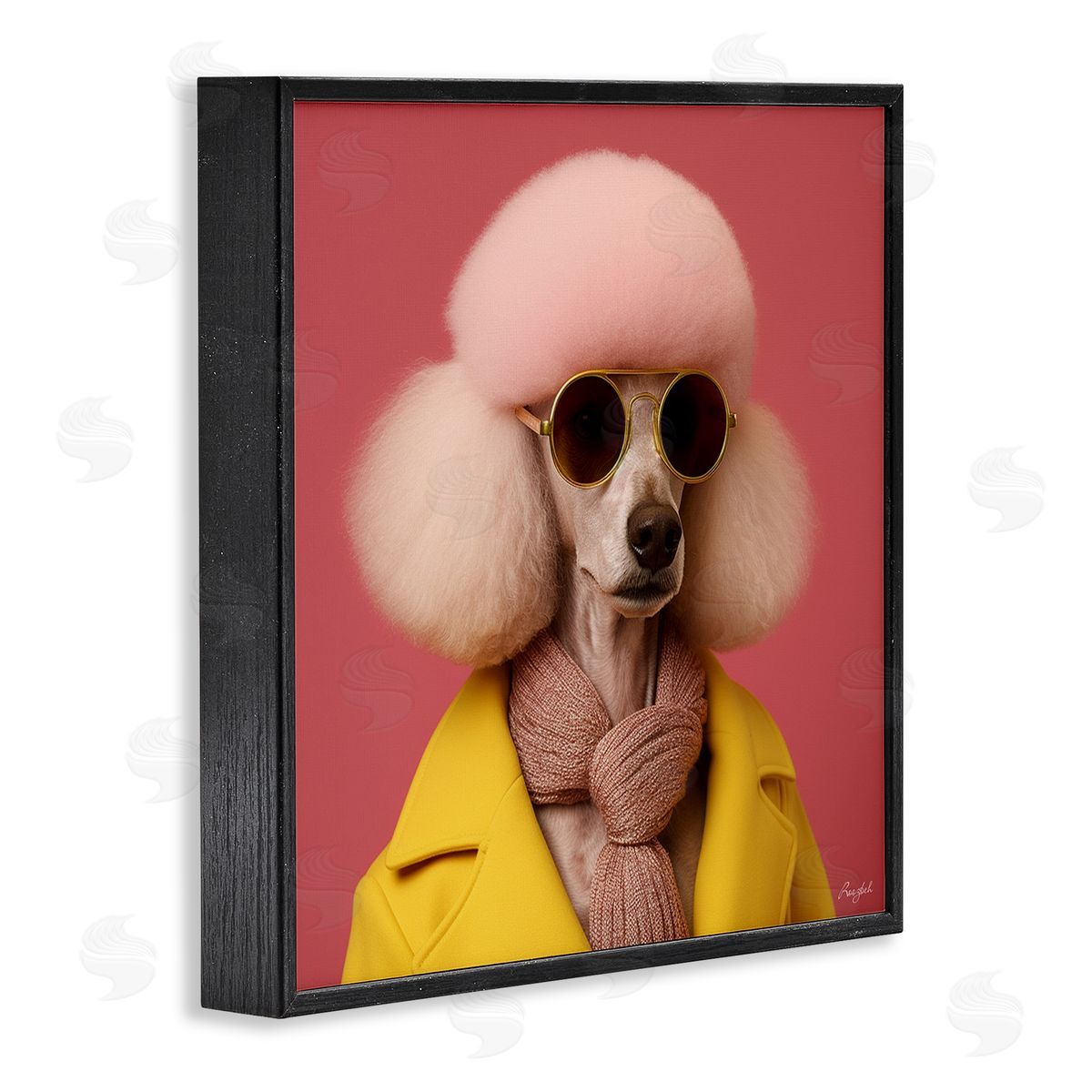 Roozbeh Chic Poodle Fashion Black Framed Giclee Wall Artside_