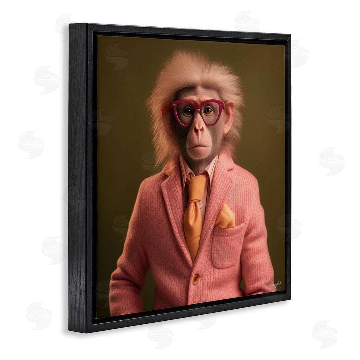 Roozbeh Stylish Monkey Portrait Black Floater Frame Canvas Artside_