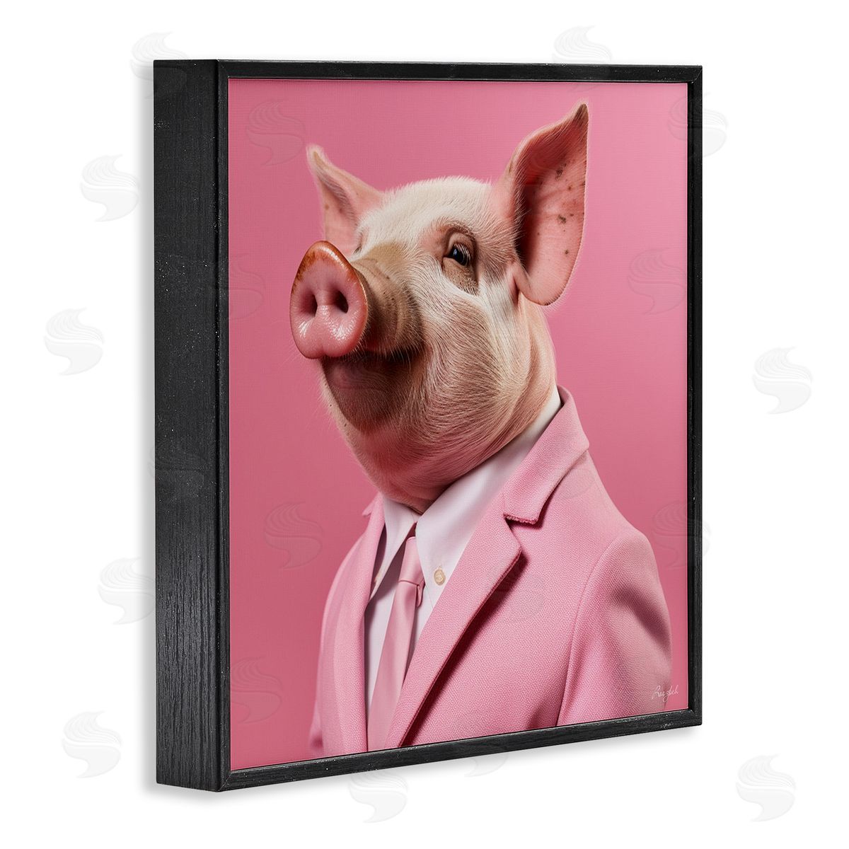 Pink Pig Fashion Black Frame Print Wall Art, Home Decor by Roozbeh