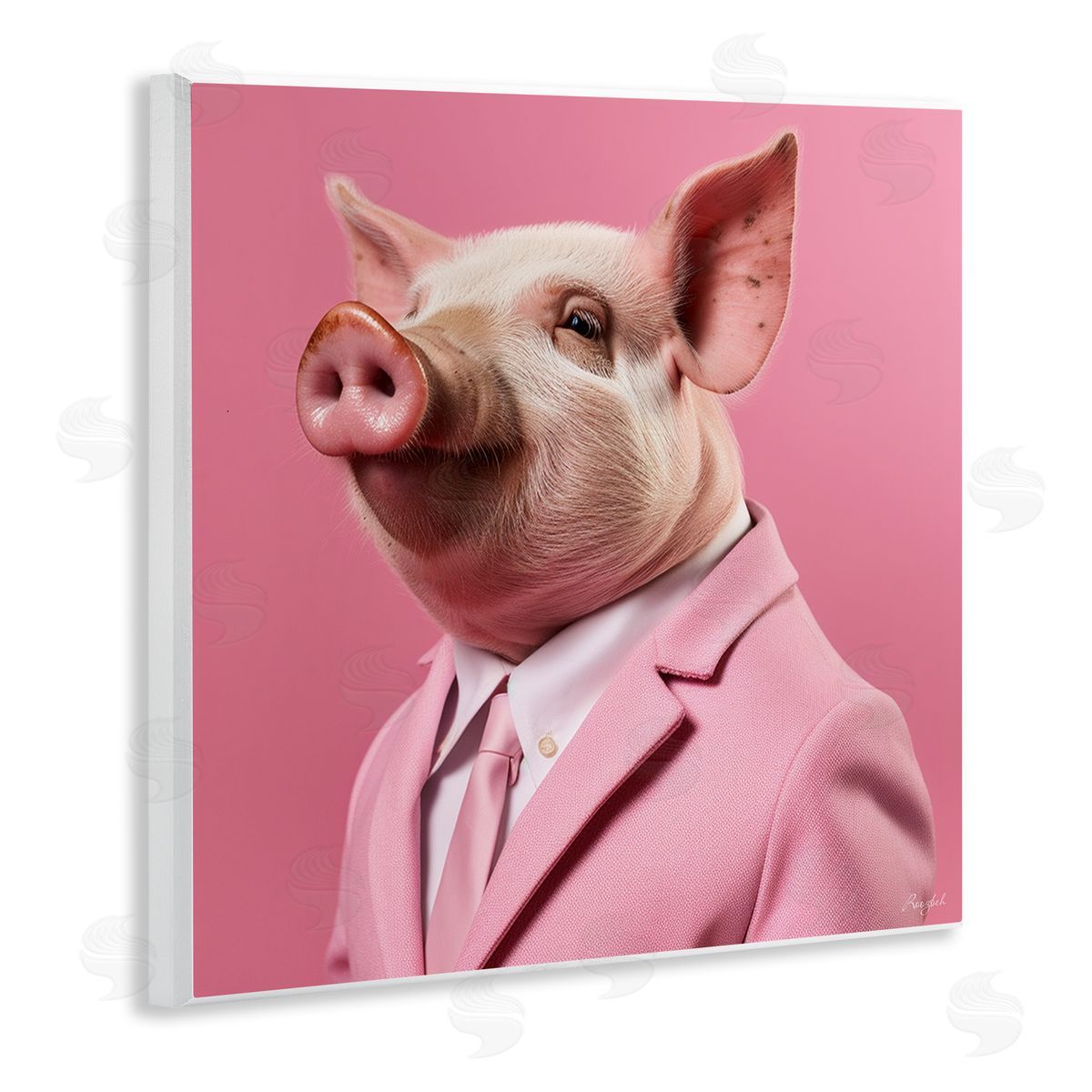 Pink Pig Fashion Wood Plaque Wall Art, Home Decor by Roozbeh