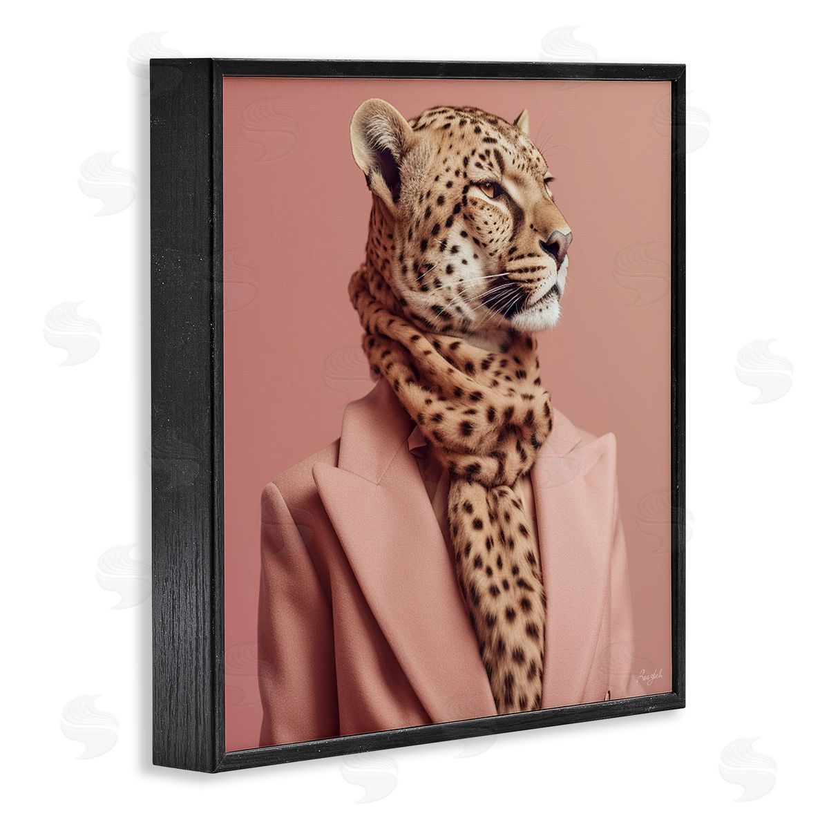 Fashionable Cheetah Portrait Black Frame Print Wall Art, Home Decor by Roozbeh