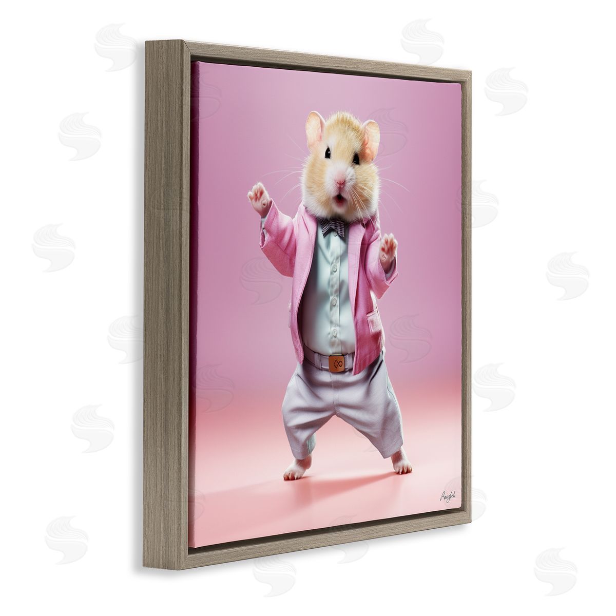 Roozbeh Dancing Hamster Portrait Brown Floater Frame Canvas Artside_