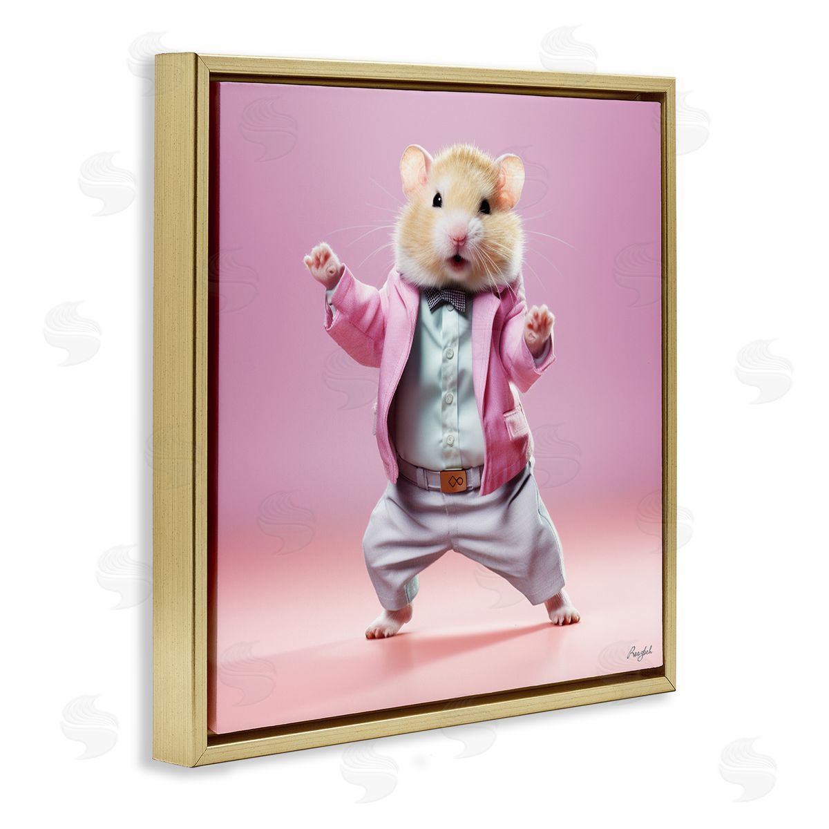 Roozbeh Dancing Hamster Portrait Gold Floater Frame Canvas Artside_