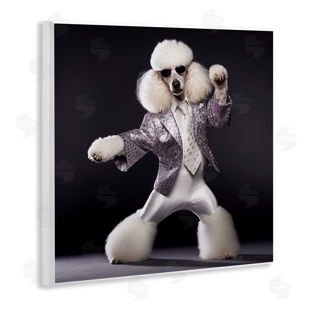 Roozbeh Poodle Dancing Portrait Wall Plaque Artside_