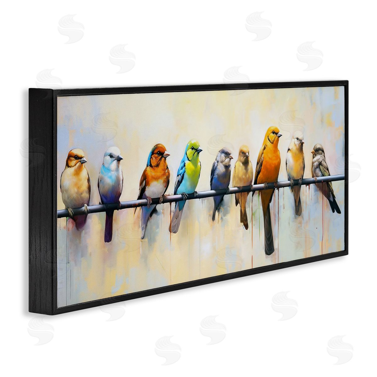 Ray Powers Modern Birds Perched Black Framed Giclee Wall Artside_