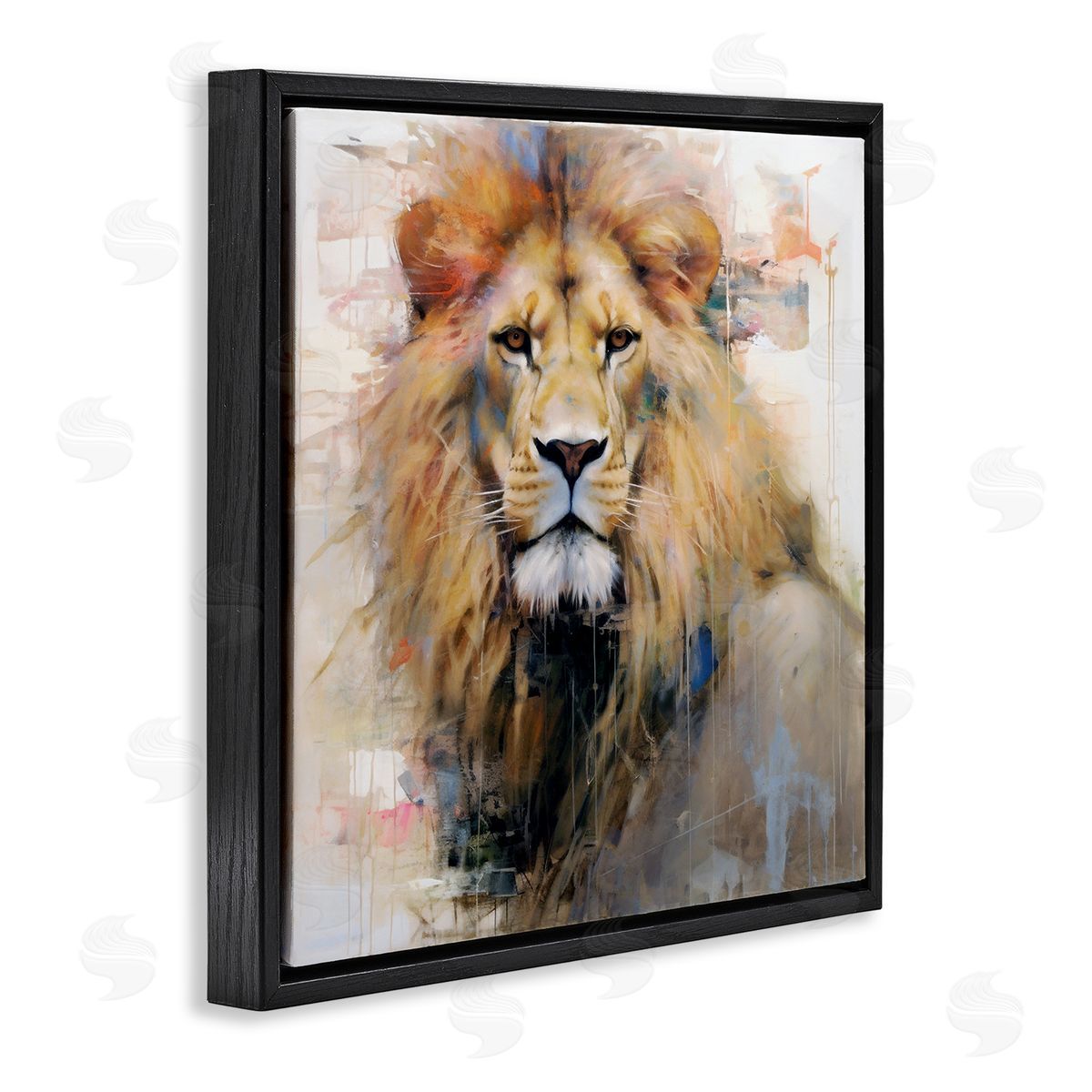 Ray Powers Modern Lion Portrait Black Floater Frame Canvas Artside_