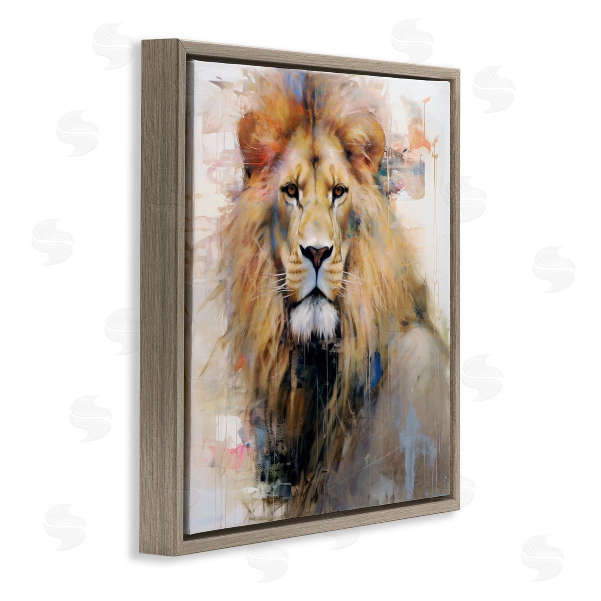Ray Powers Modern Lion Portrait Brown Floater Frame Canvas Artside_