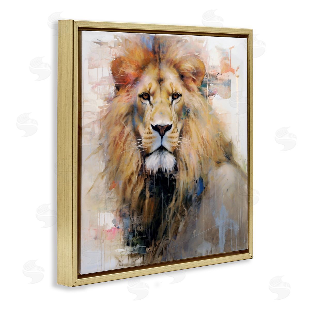 Ray Powers Modern Lion Portrait Gold Floater Frame Canvas Artside_