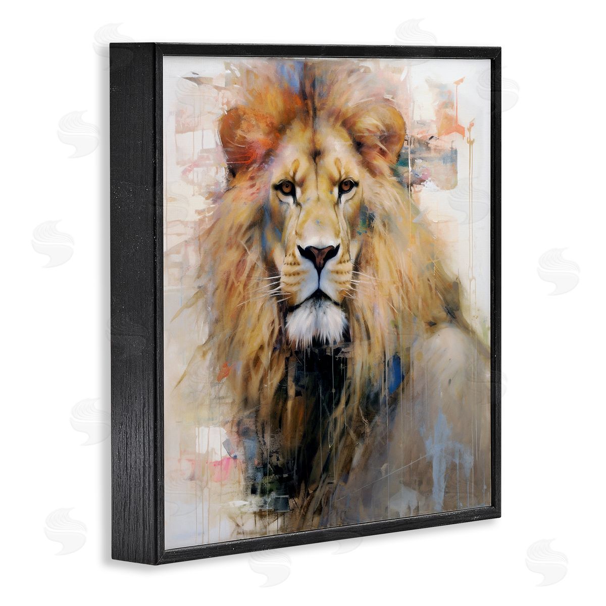 Ray Powers Modern Lion Portrait Black Framed Giclee Wall Artside_