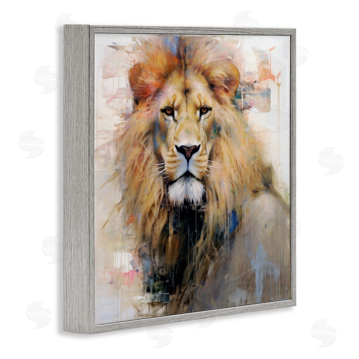 Ray Powers Modern Lion Portrait Gray Framed Giclee Wall Artside_
