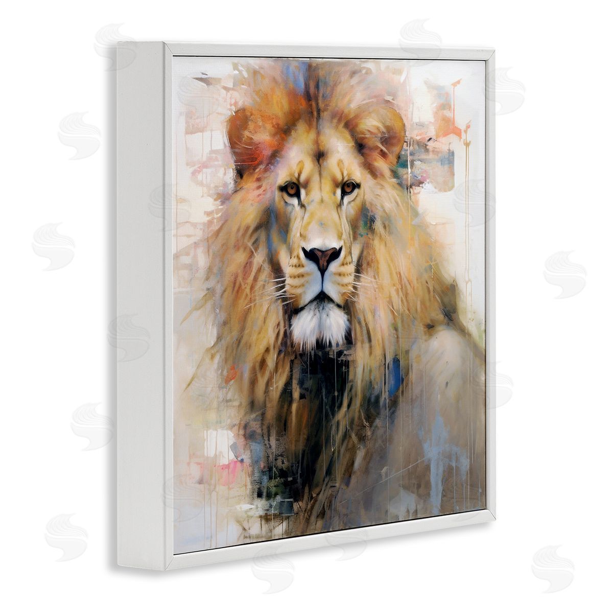 Ray Powers Modern Lion Portrait White Framed Giclee Wall Artside_