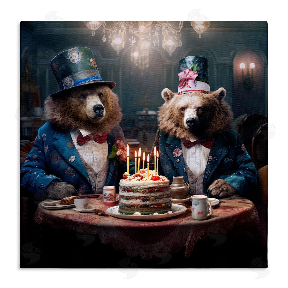 Ray Powers Bears & Birthday Cake Canvas Wall Art