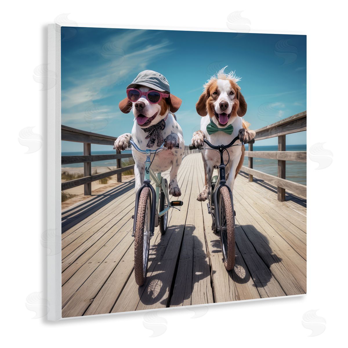 Ray Powers Coastal Bicycle Dogs Wall Plaque Artside_