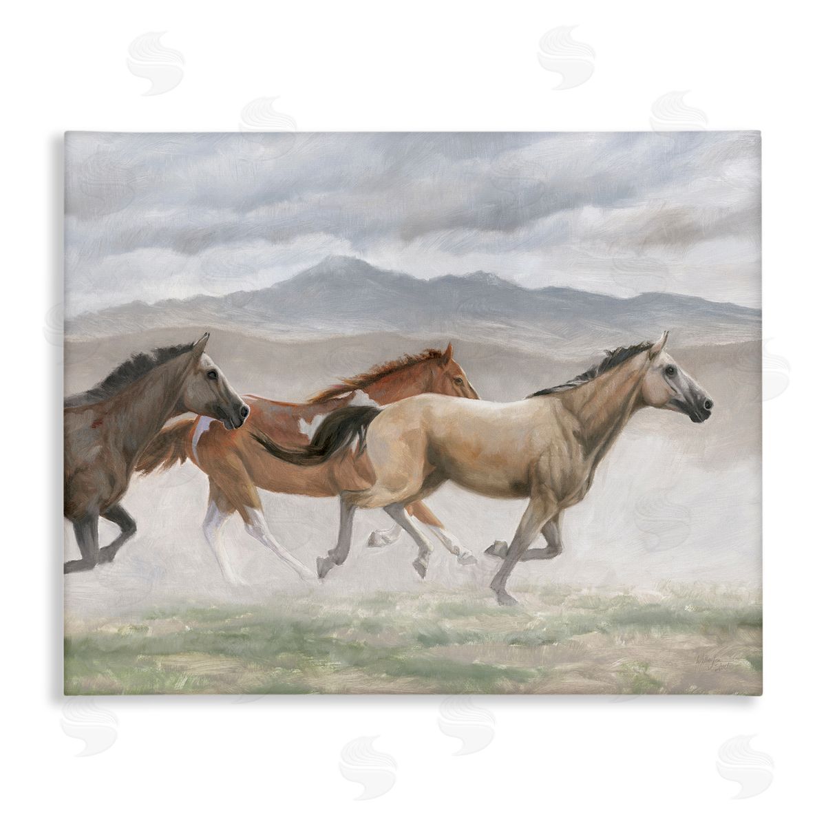 Wellington Studio Galloping Horses Landscape Canvas Wall Art