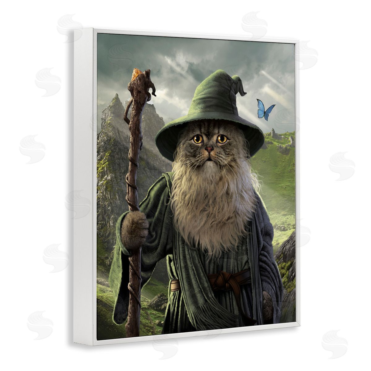 Vincent Hie Fantasy Wizard Cat White Framed Giclee Wall Artside_