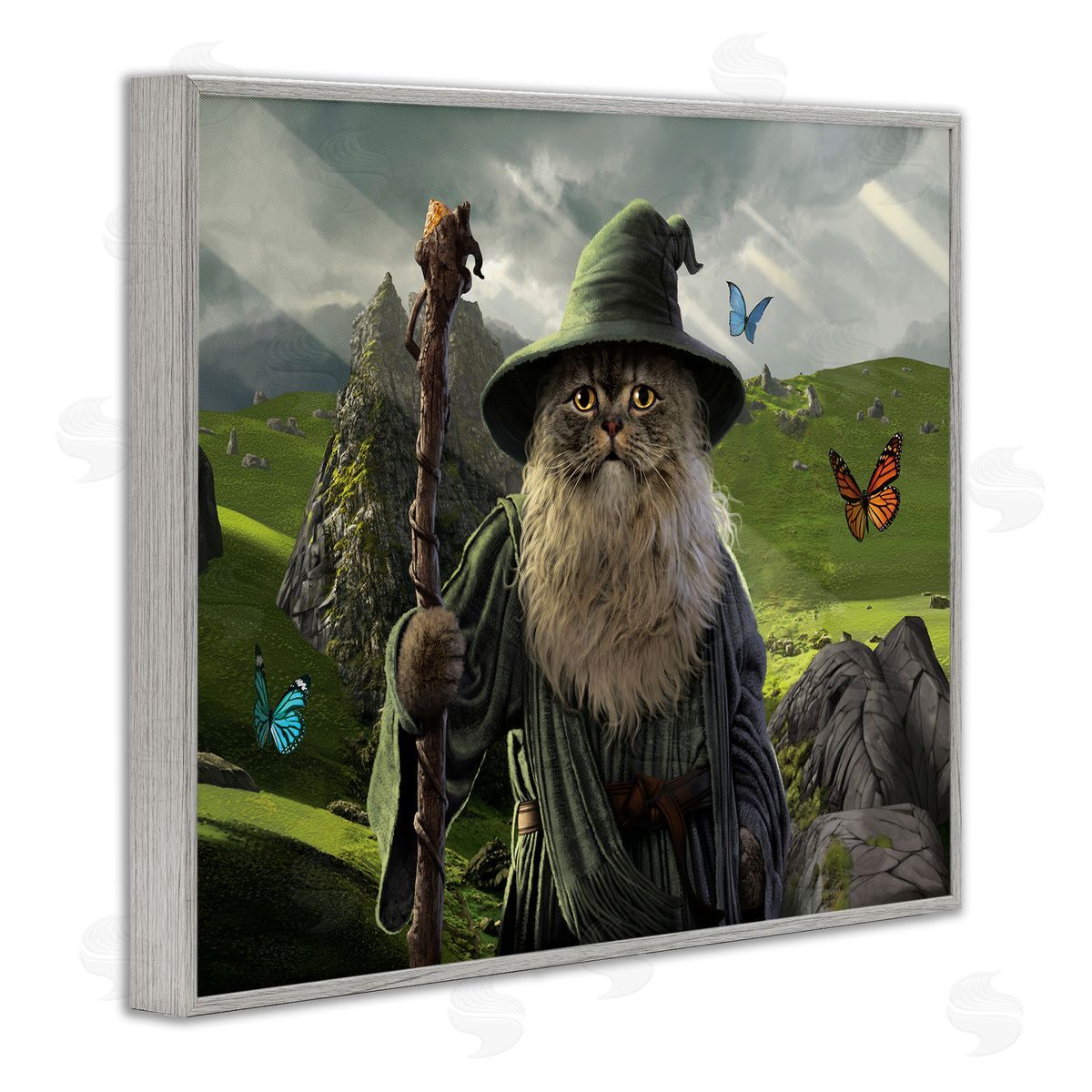 Vincent Hie Fantasy Wizard Scene Gray Framed Giclee Wall Artside_