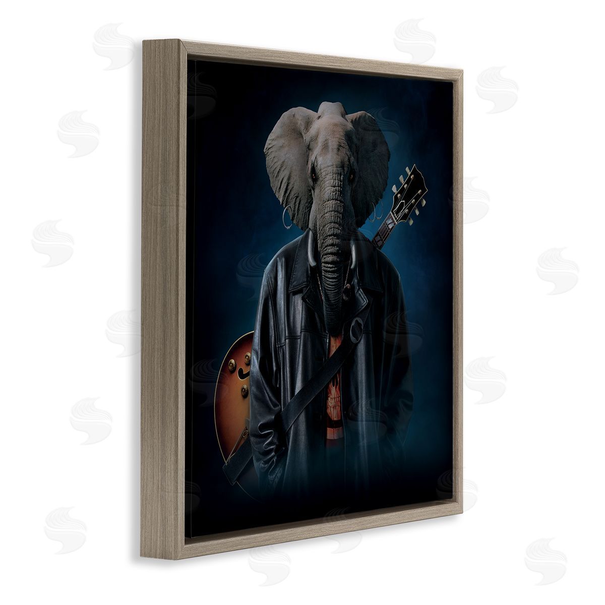 Vincent Hie Rock Musician Elephant Brown Floater Frame Canvas Artside_