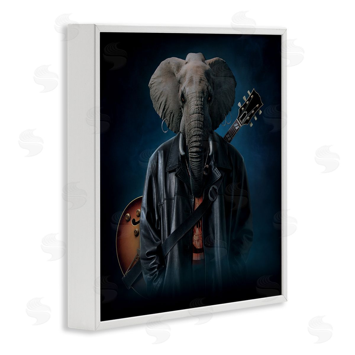 Vincent Hie Rock Musician Elephant White Framed Giclee Wall Artside_
