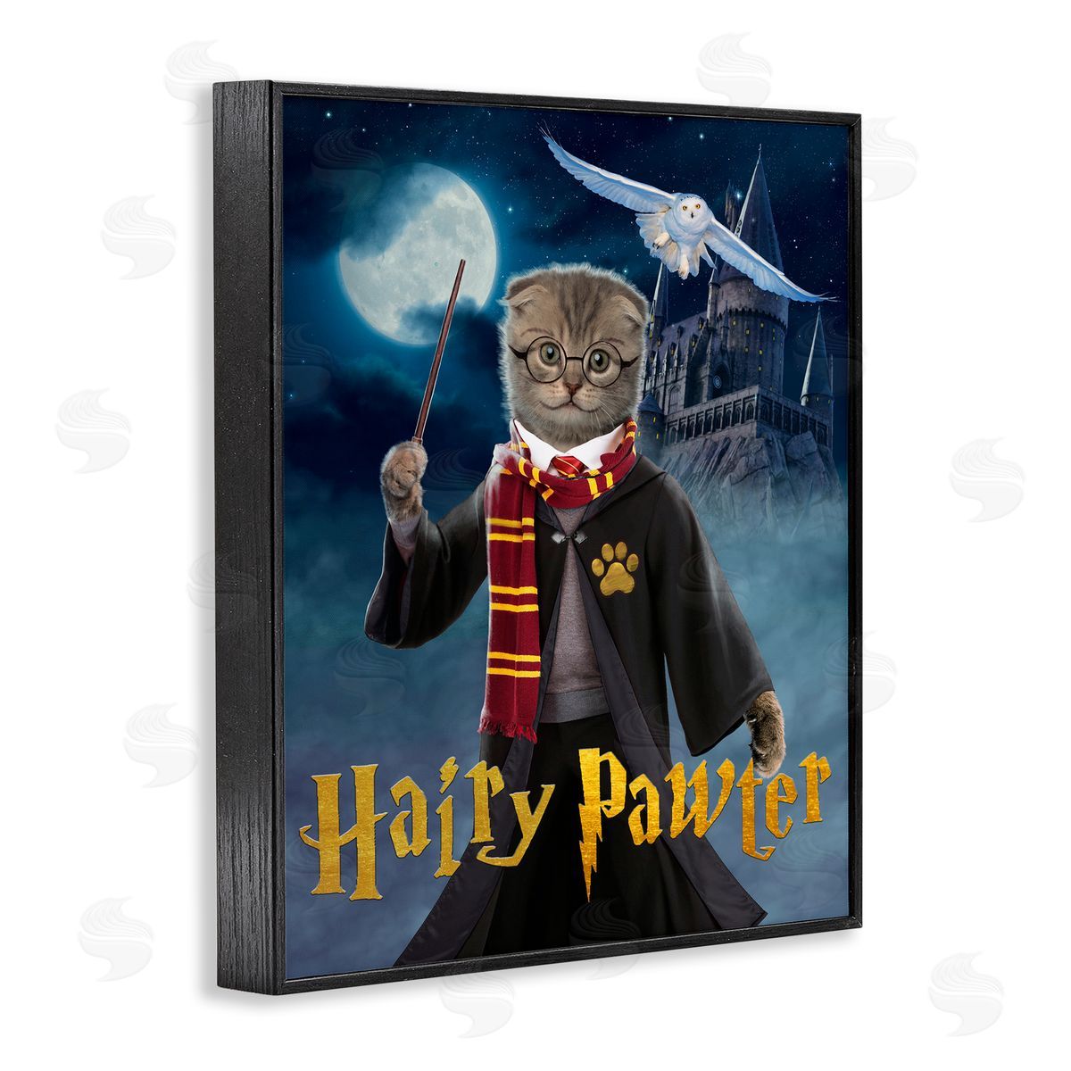 Vincent Hie Hairy Pawter Cat Wizard Black Framed Giclee Wall Artside_