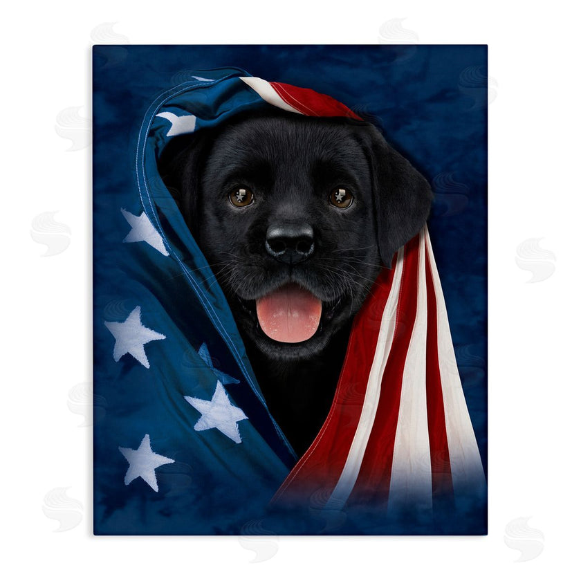 Vincent Hie Labrador & American Flag Canvas Wall Art