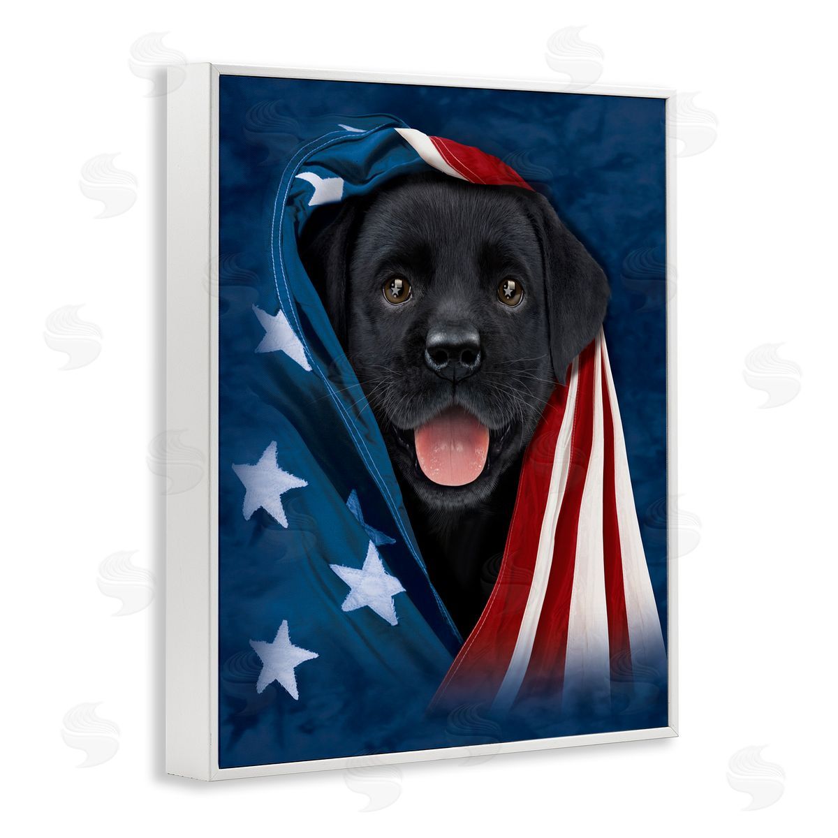 Vincent Hie Labrador & American Flag White Framed Giclee Wall Artside_