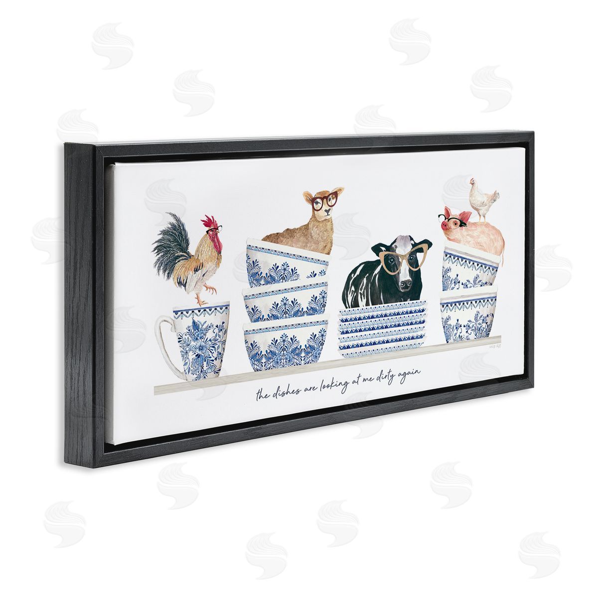 Farmhouse Dirty Dishes Black Floating Frame Canvas Wall Art, Home Decor by Cindy Jacobs