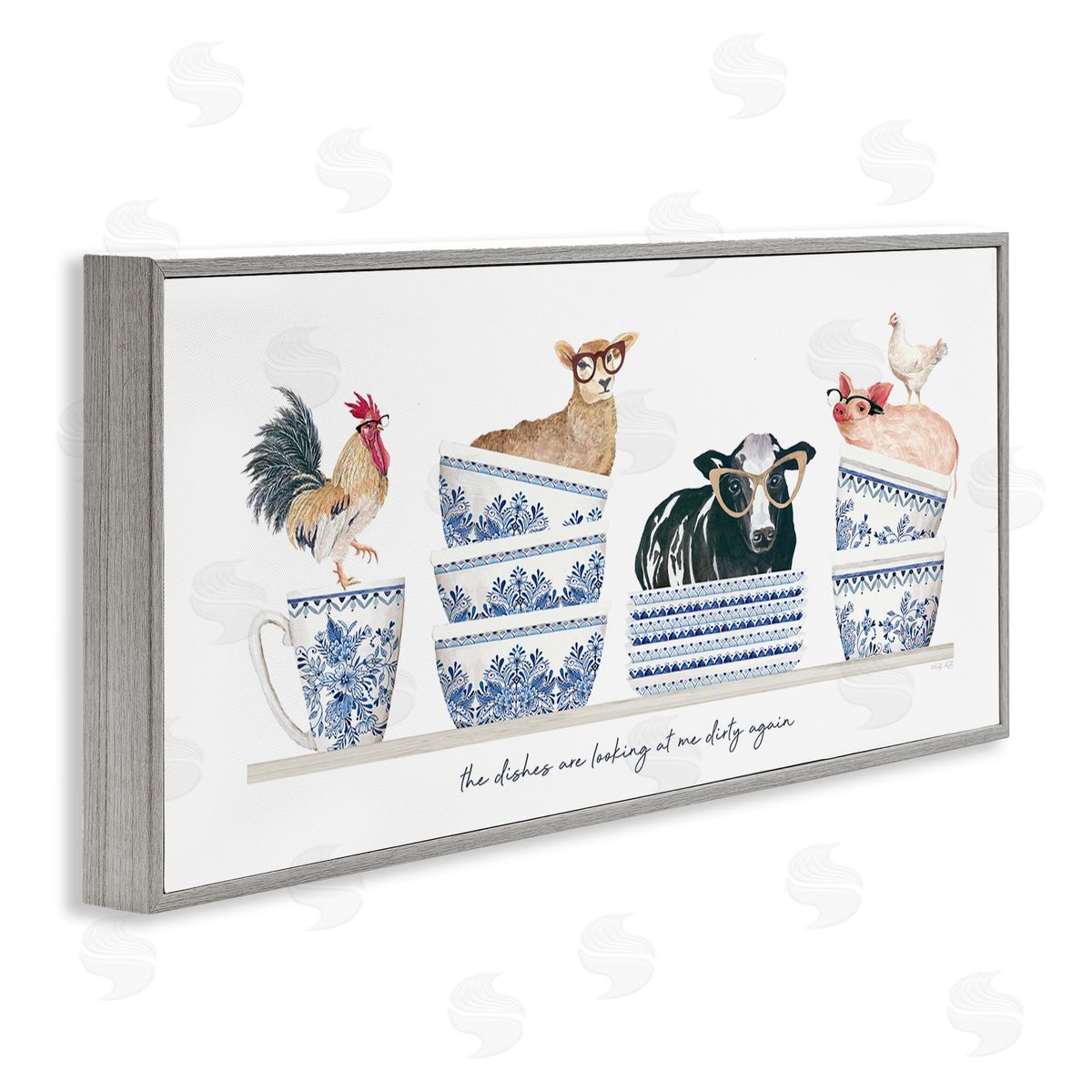 Farmhouse Dirty Dishes Grey Frame Print Wall Art, Home Decor by Cindy Jacobs