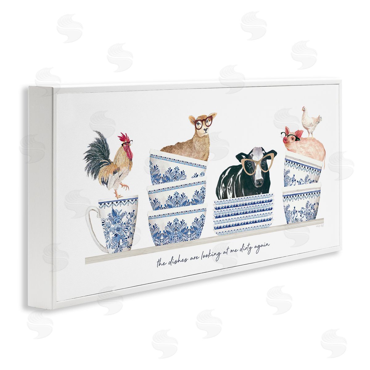 Farmhouse Dirty Dishes White Frame Print Wall Art, Home Decor by Cindy Jacobs