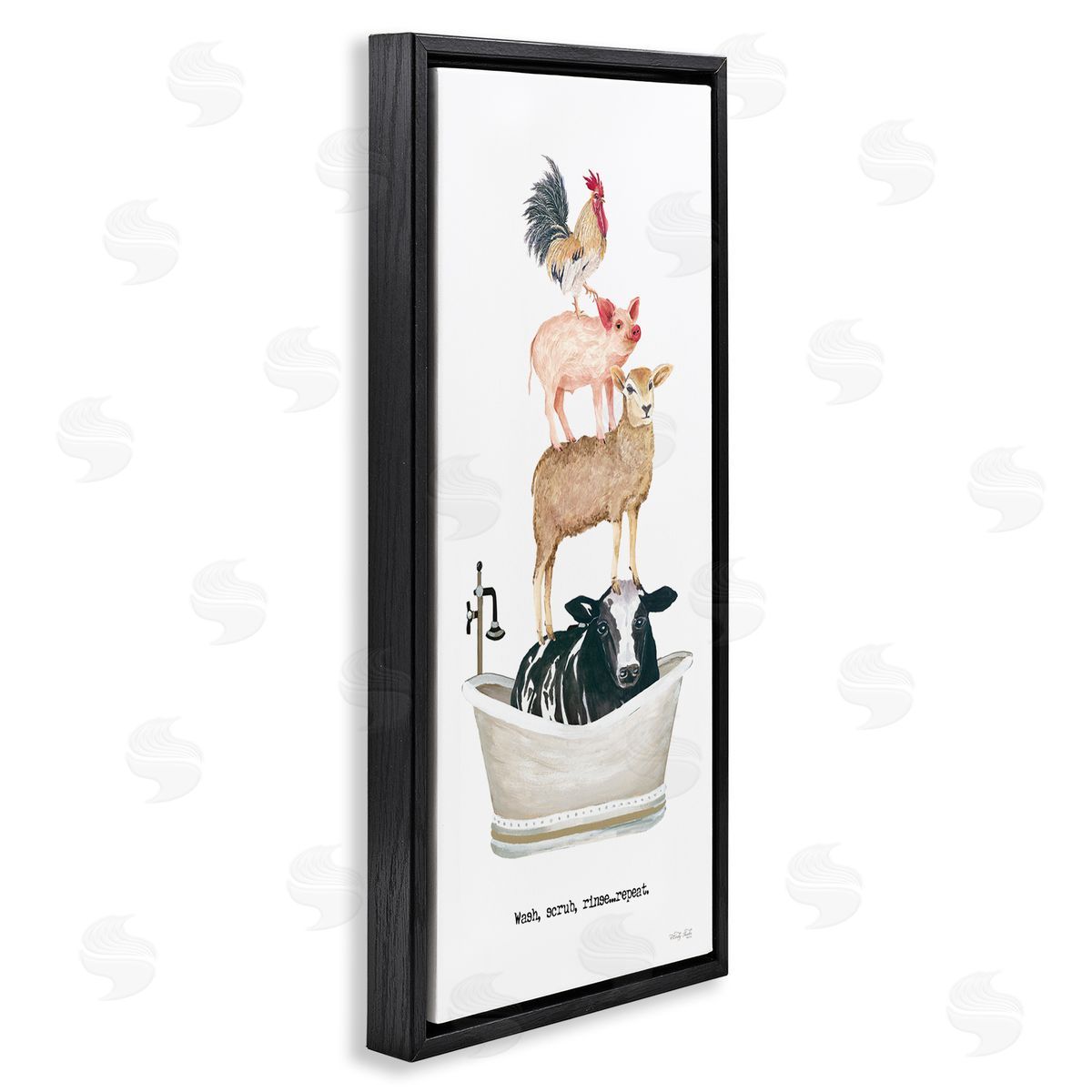 Wash Scrub Rinse Animals Black Floating Frame Canvas Wall Art, Home Decor by Cindy Jacobs