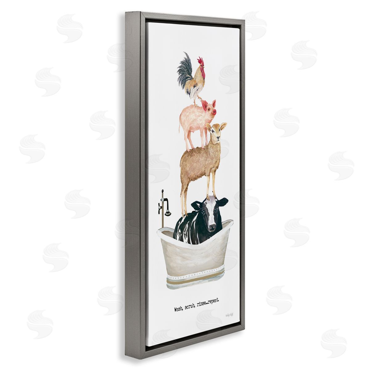 Wash Scrub Rinse Animals Grey Floating Frame Canvas Wall Art, Home Decor by Cindy Jacobs