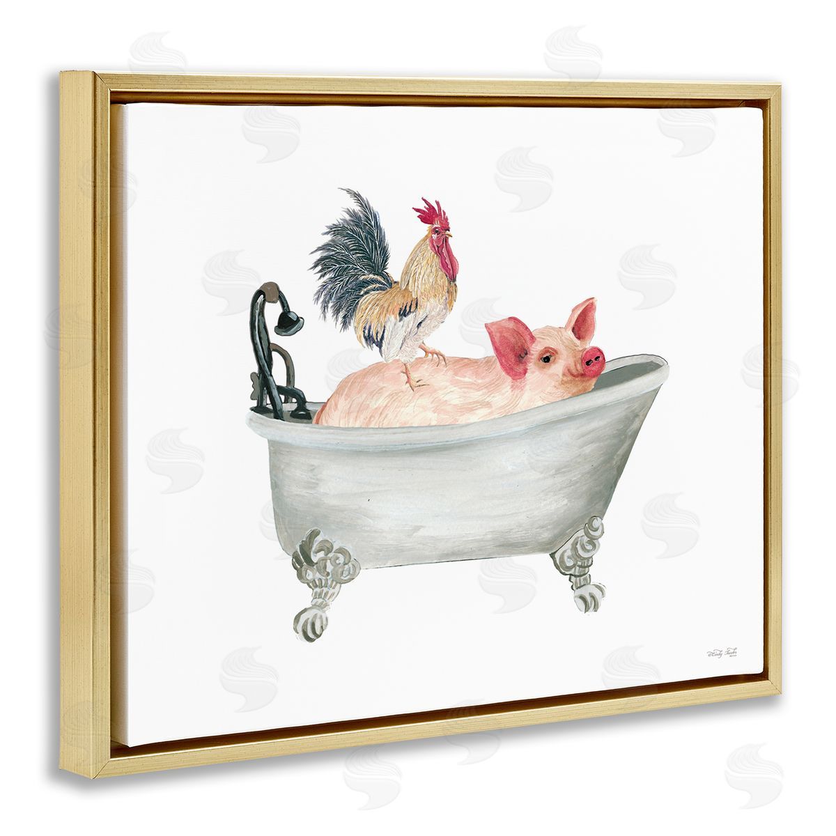 Cindy Jacobs Farmhouse Animals Tub Gold Floater Frame Canvas Artside_