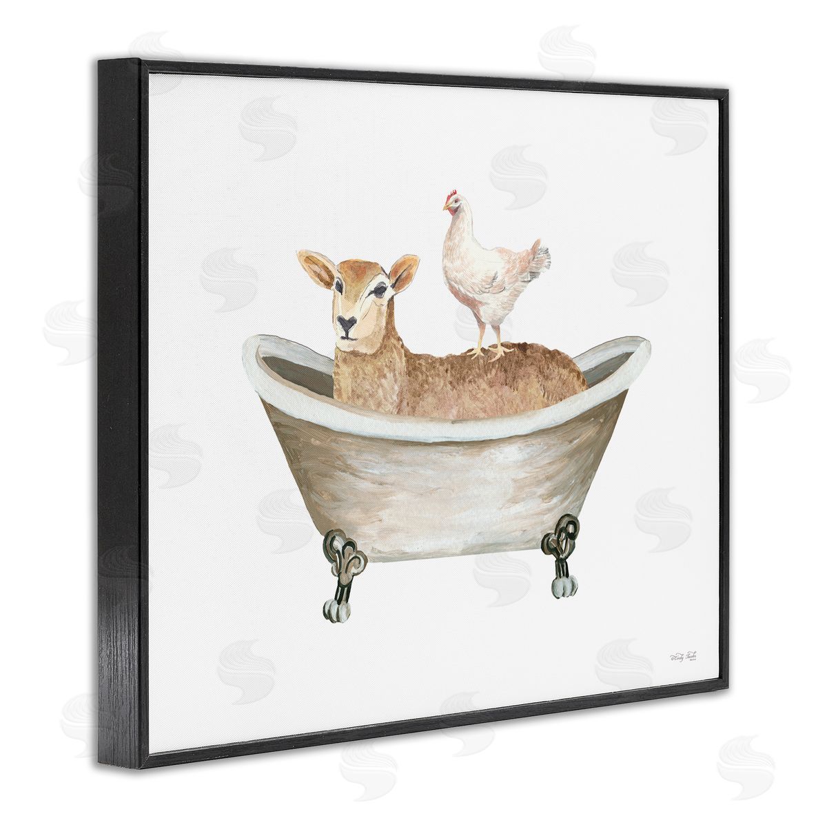 Cindy Jacobs Country Bathroom Animals Black Framed Giclee Wall Artside_