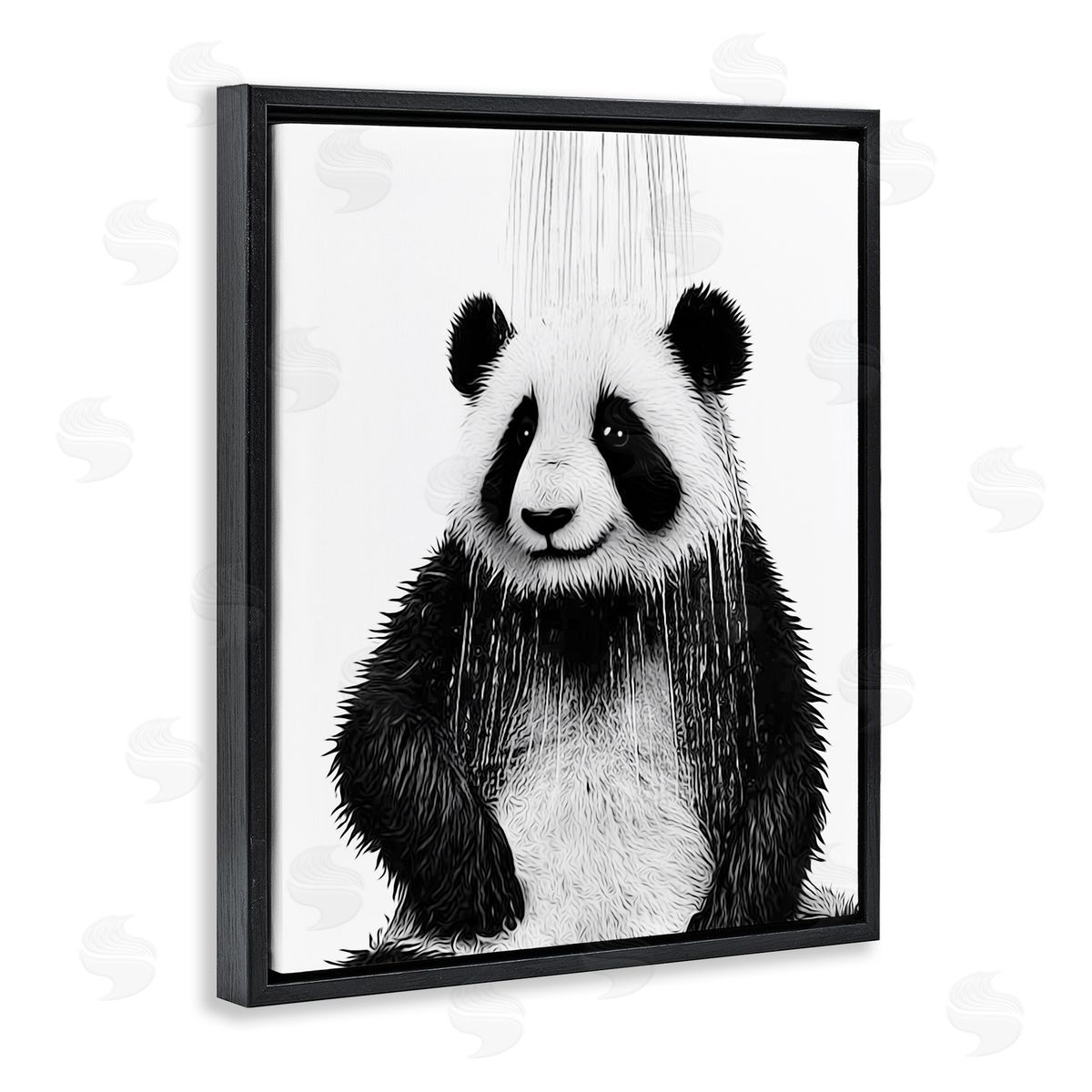 Annalisa Latella Panda Bathroom Splash Black Floater Frame Canvas Artside_