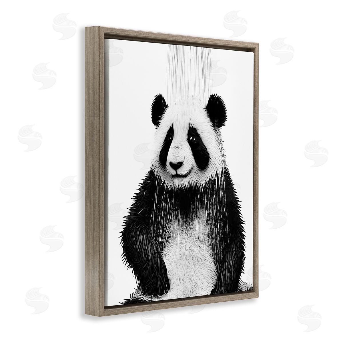 Annalisa Latella Panda Bathroom Splash Brown Floater Frame Canvas Artside_