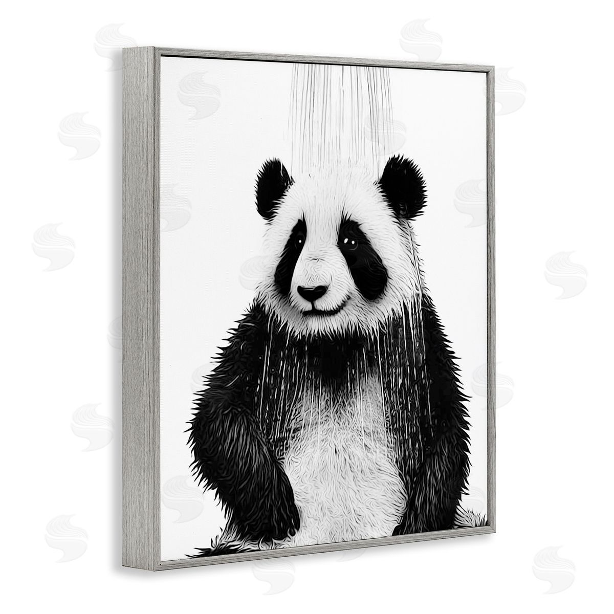 Annalisa Latella Panda Bathroom Splash Gray Framed Giclee Wall Artside_