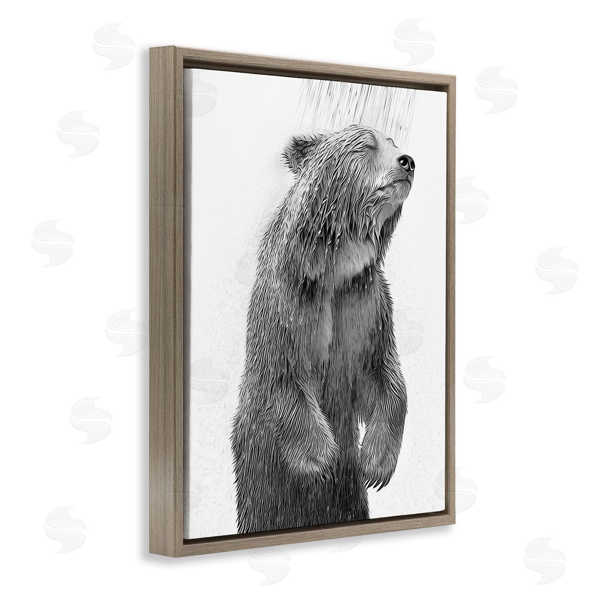 Annalisa Latella Bear Bathroom Splash Brown Floater Frame Canvas Artside_