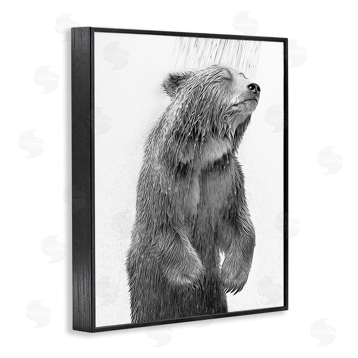 Annalisa Latella Bear Bathroom Splash Black Framed Giclee Wall Artside_