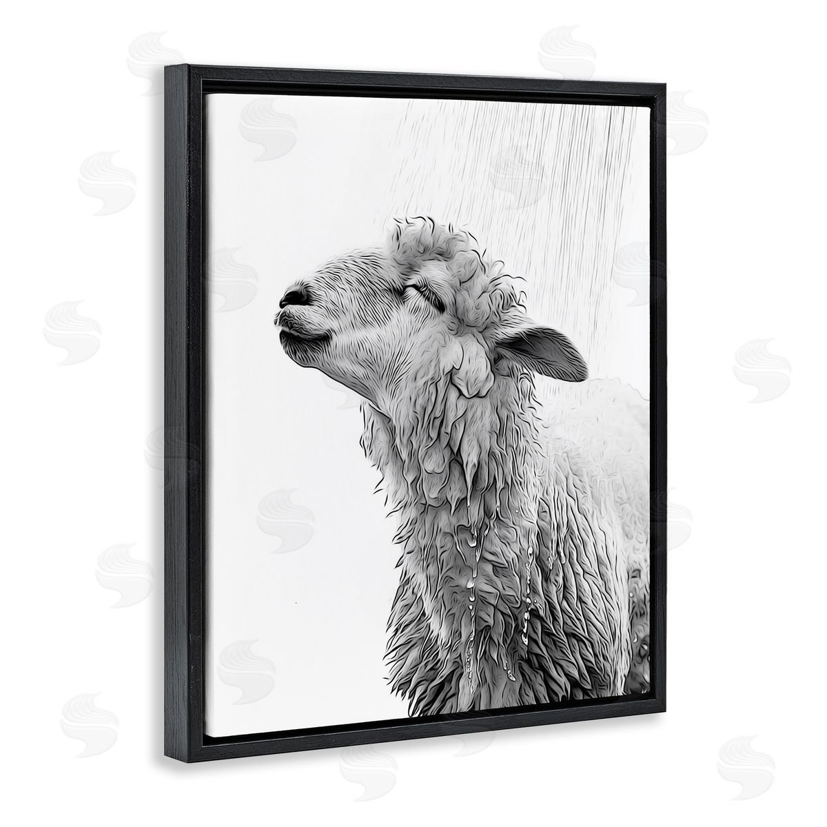 Annalisa Latella Sheep Bathroom Splash Black Floater Frame Canvas Artside_