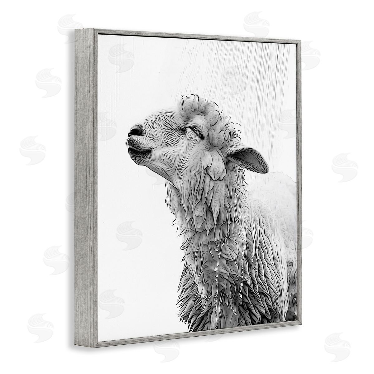 Annalisa Latella Sheep Bathroom Splash Gray Framed Giclee Wall Artside_