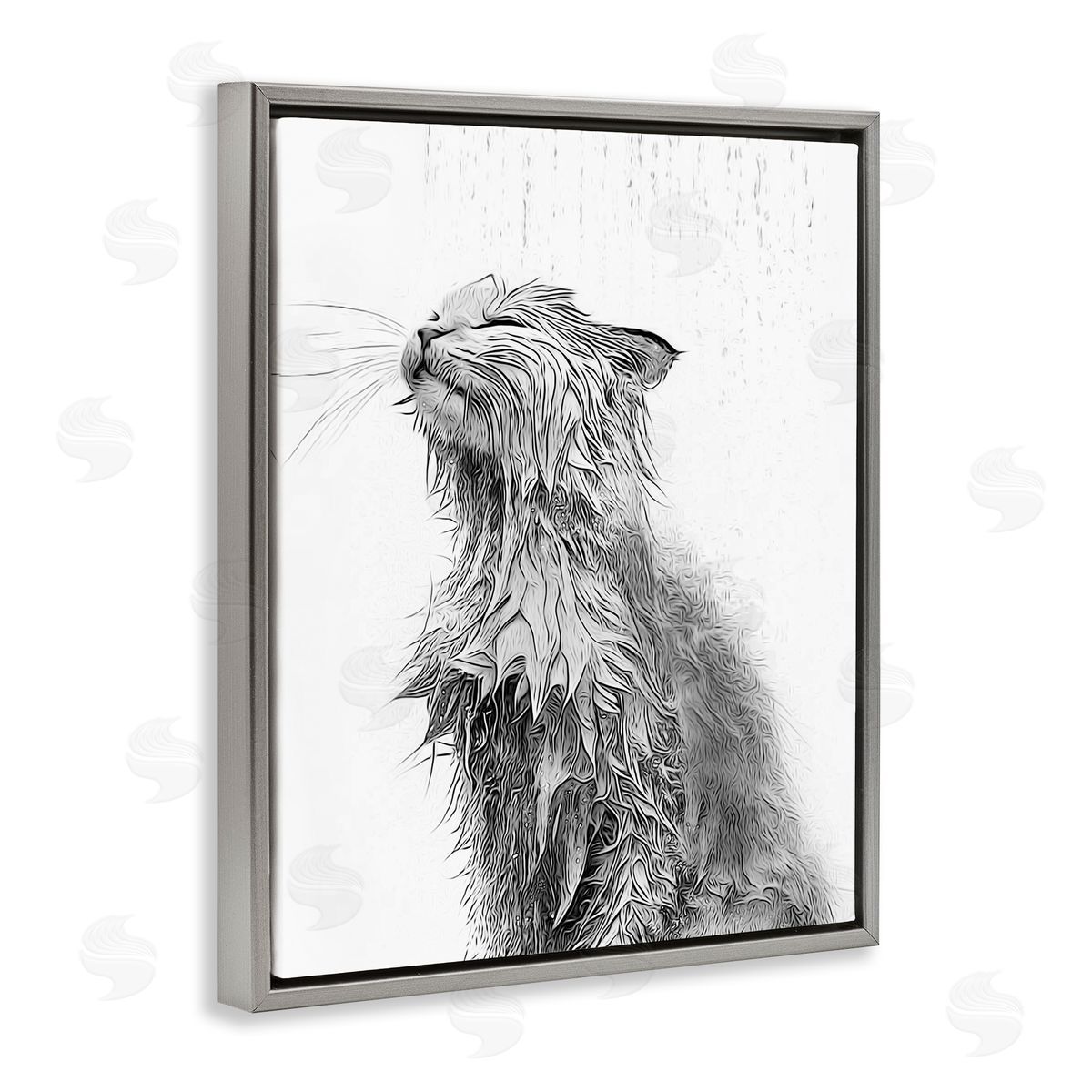 Annalisa Latella Cat Bathroom Splash Gray Floater Frame Canvas Artside_